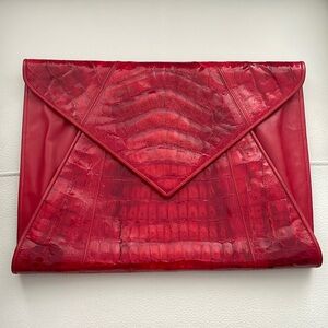 l. Magnin Leather Envelope Red Clutch